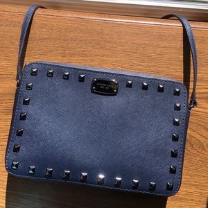 Navy Blue Studded Michael Kors Crossbody Purse